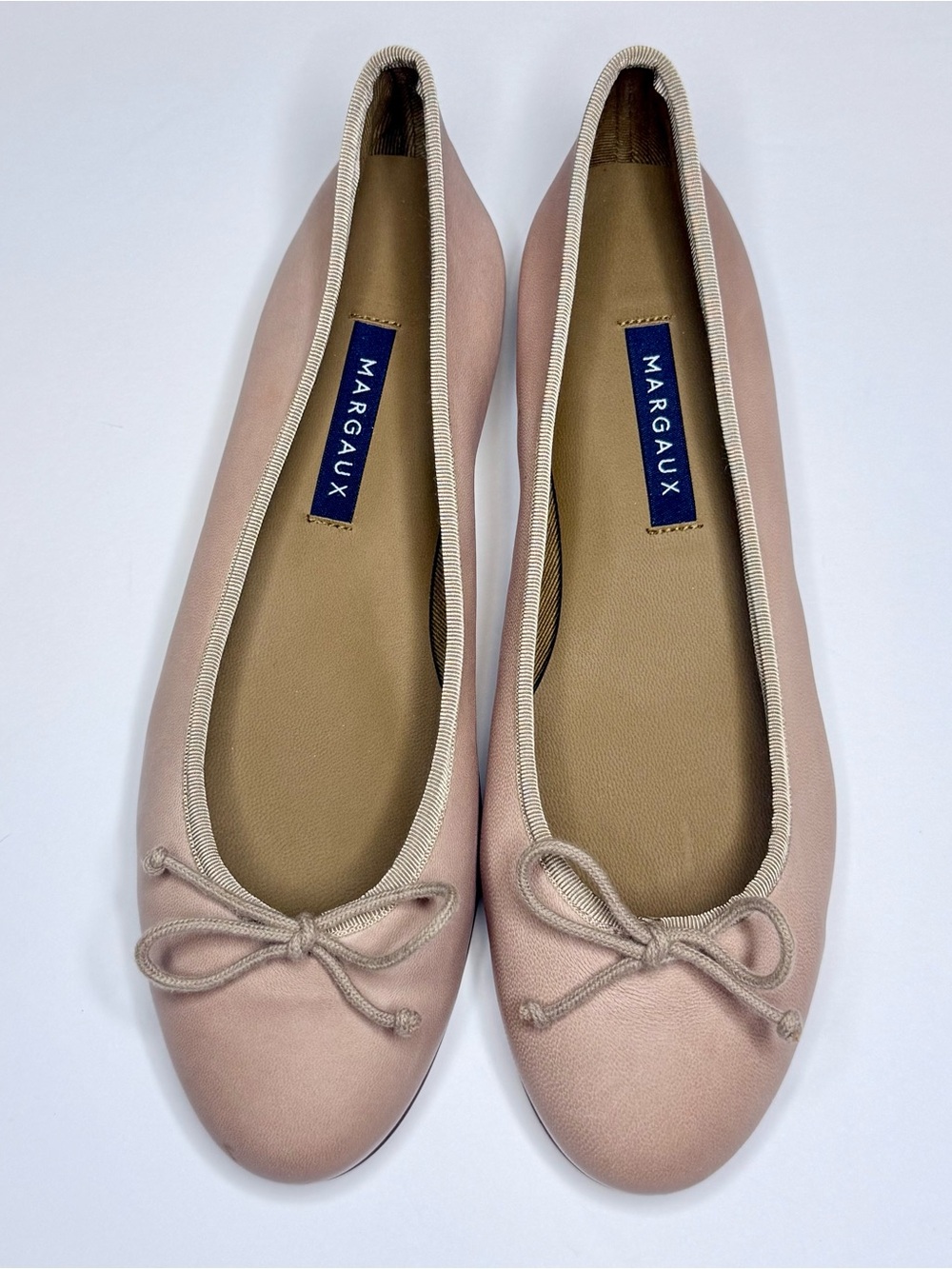 Margaux Blush Pink Ballet Flats with Bow Trim
